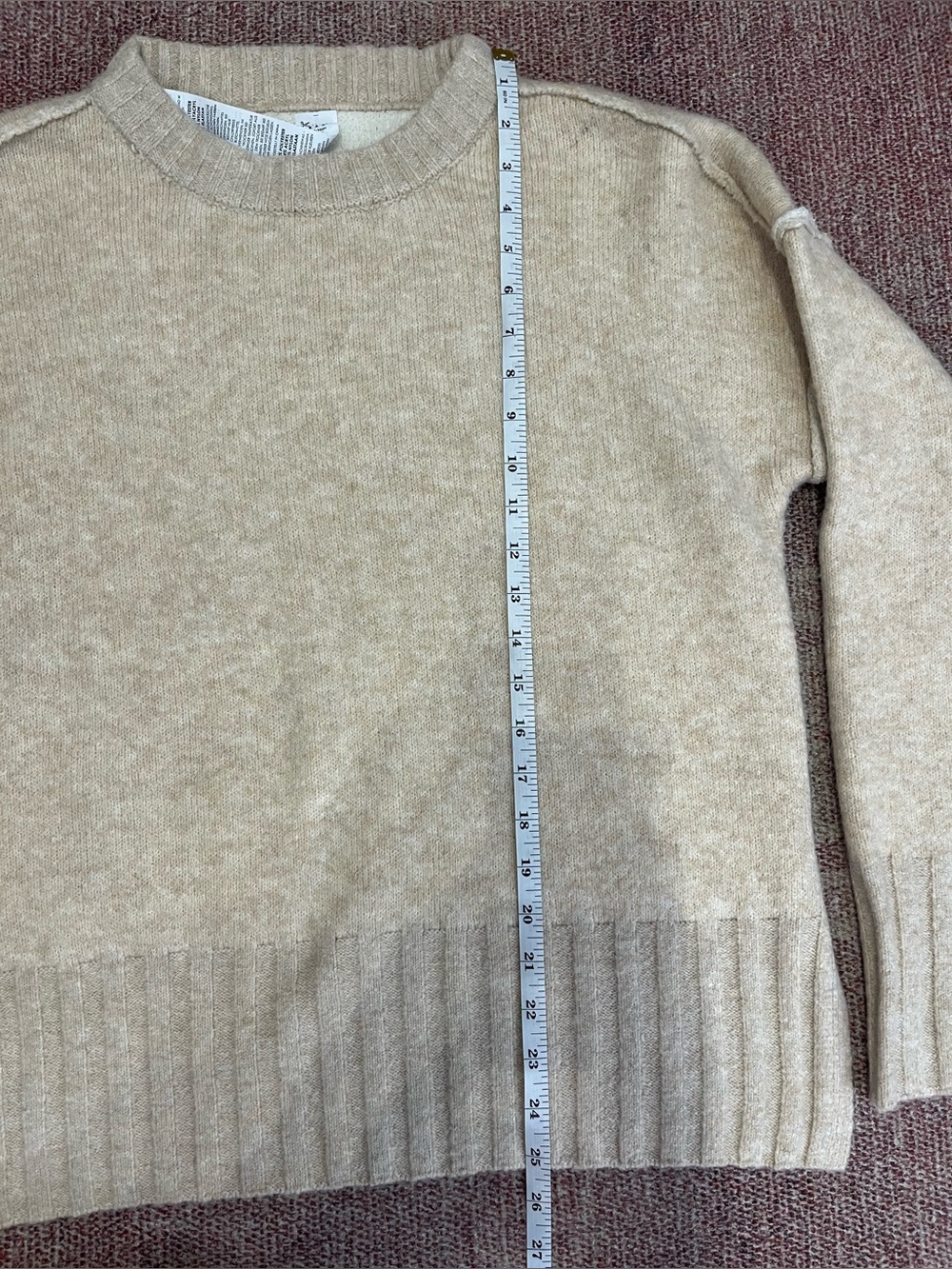 Haute hippie cream ribbed trim crew neck like new size large - Picture 2 of 5